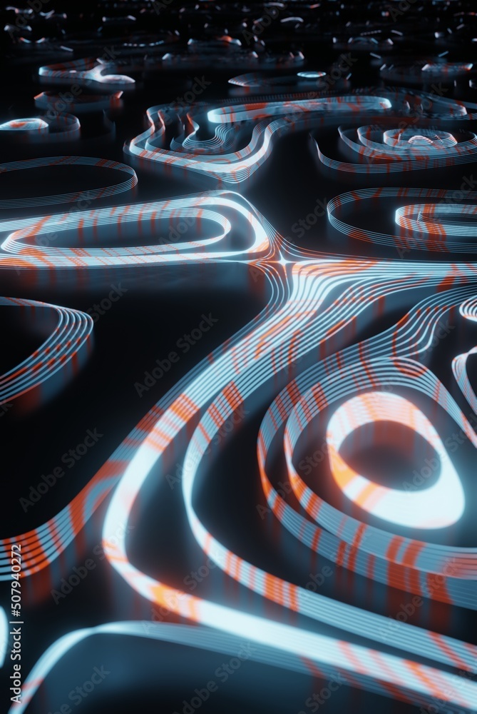 Poster abstract white red technology background fractal background, hi-tech and big data background illustr