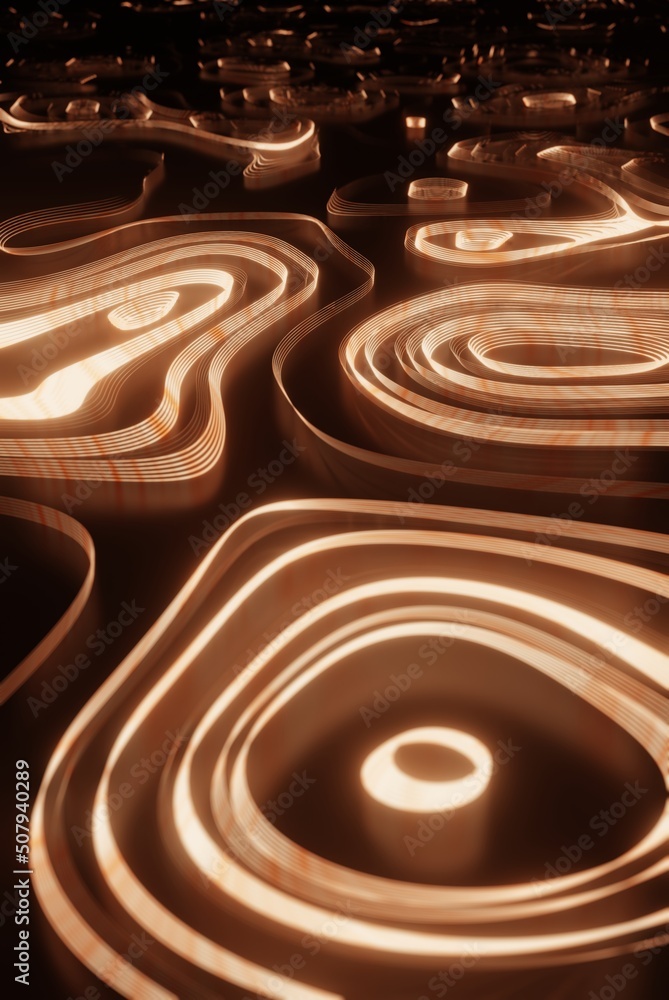 Poster abstract orange technology background fractal background, hi-tech and big data background illustrati
