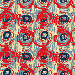 Classic marine blue red yellow seamless texture. Modern retro swim wear fashion allover print. Memphis style masculine grunge abstract background. High quality jpg swatch.