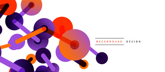 Abstract background. Round dots connected by lines. Trendy techno business template for wallpaper, banner, background or landing