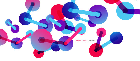 Abstract background. Round dots connected by lines. Trendy techno business template for wallpaper, banner, background or landing