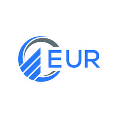 EUR Flat accounting logo design on white  background. EUR creative initials Growth graph letter logo concept. EUR business finance logo design.