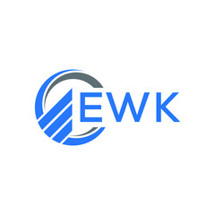 EWK Flat accounting logo design on white  background. EWK creative initials Growth graph letter logo concept. EWK business finance logo design.