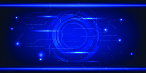 Vector illustrations of horizontal digital layout and space hi-tech blue technology artwork for advertising and game graphic artwork.