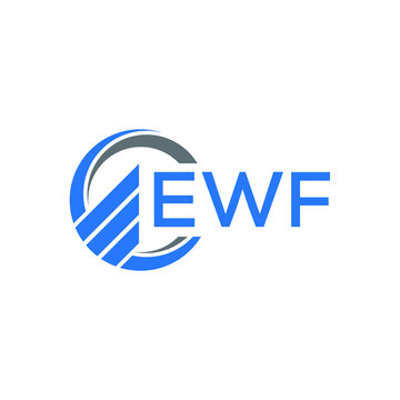 EWF Flat accounting logo design on white  background. EWF creative initials Growth graph letter logo concept. EWF business finance logo design.