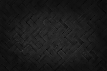 Black weave bamboo pattern, woven rattan mat texture for background and design art work.