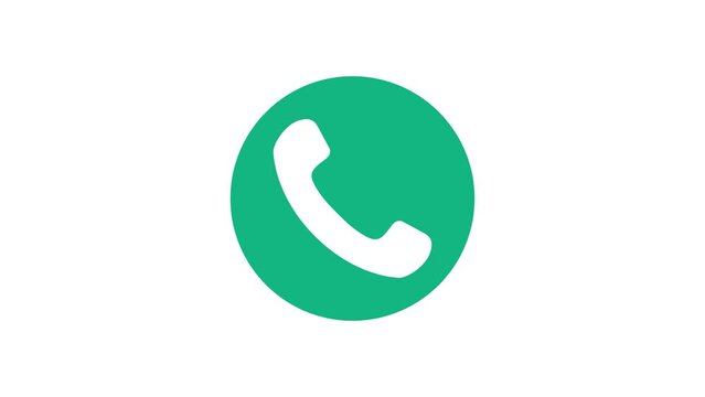 Phone Call  Symbol Animation on white background. Animated Contact Telephone Green simple icon Calling 