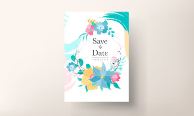 Beautiful colorful invitation card with hand drawn floral