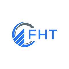 FHT Flat accounting logo design on white  background. FHT creative initials Growth graph letter logo concept. FHT business finance logo design.