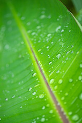 banana leaf with water drops texture