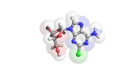 Cladribine, anticancer drug, 3D molecule