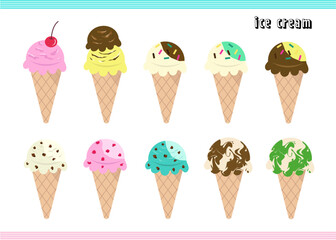 カラフルなアイスクリームセット