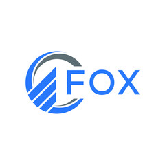 FOX Flat accounting logo design on white  background. FOX creative initials Growth graph letter logo concept. FOX business finance logo design.