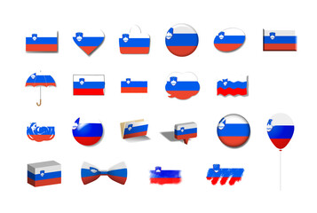 スロベニア　国旗イラスト21種