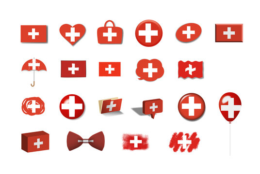 スイス　国旗イラスト21種
