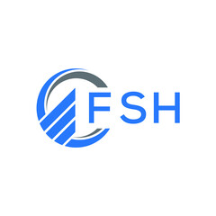FSH Flat accounting logo design on white  background. FSH creative initials Growth graph letter logo concept. FSH business finance logo design.