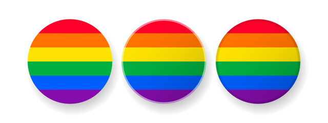 Happy LGBT people pride month button circular pin icons design vector.