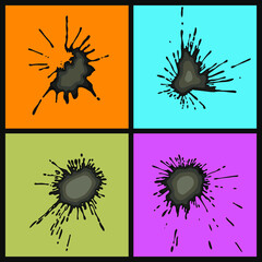 Ink splash isolated on color backgrounds. Set. Cartoon style. Design elements. Graphic Design Editable For Your Design. 