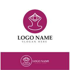 logo design of people doing yoga symbol icon illustration vector