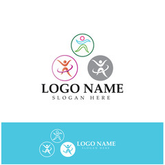 logo design of people doing yoga symbol icon illustration vector