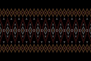 Geometric ethnic oriental seamless pattern traditional Design for background,carpet,wallpaper.clothing,wrapping,Batik fabric,Vector illustration.embroidery style - Sadu, sadou, sadow or sado - obrazy, fototapety, plakaty