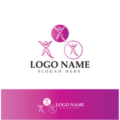 logo design of people doing yoga symbol icon illustration vector