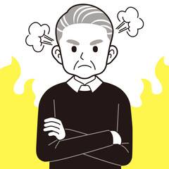 怒るシニア男性