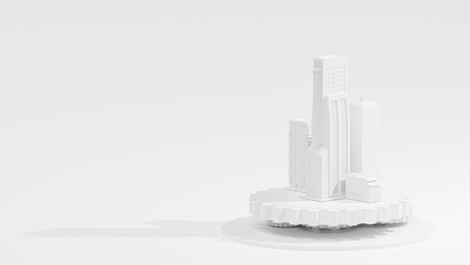 Minimal concept. Building on white cog gear on white background. community drive concept.