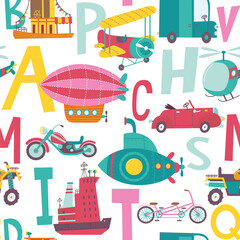 Seamless pattern with transport.