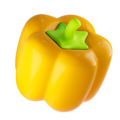 Yellow paprica trendy isometric illustration on white background. 3D rendering.