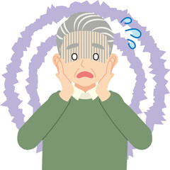 焦るシニア男性＿線なし