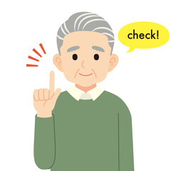 説明するシニア男性＿線なし