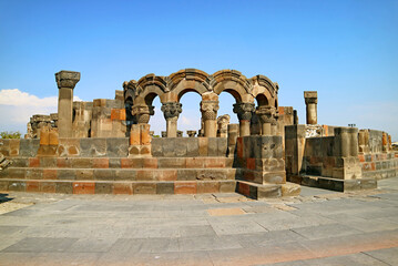 Ruins of Zvartnots Cathedral or the Celestial Angels Cathedral Dedicated to Saint. Gregory, UNESCO...