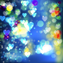 Obraz na płótnie Canvas Valentine's day background with heart-shaped bokeh lights