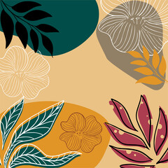 Fototapeta na wymiar Background vector leaves and flowers abstraction. Vector illustration