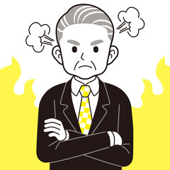 怒るスーツのシニア男性