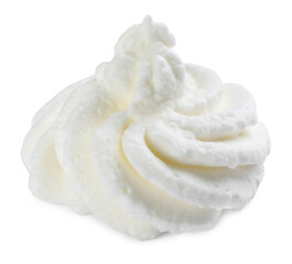 Delicious fresh whipped cream isolated on white