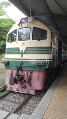 vintage locomotive train in the train museum 