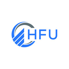 HFU Flat accounting logo design on white  background. HFU creative initials Growth graph letter logo concept. HFU business finance logo design.