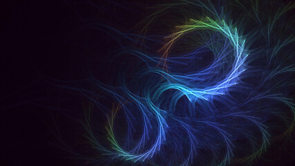 3D rendering abstract multicolor fractal light background