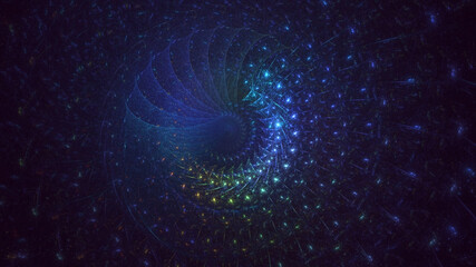 3D rendering abstract multicolor fractal light background