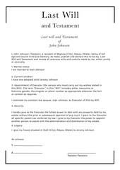 Last Will and Testament on white paper, illustration