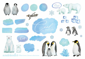 ペンギンとシロクマと氷の素材セット © fuufuu