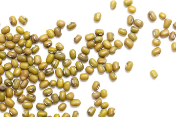 Mung beans isolated on white background.