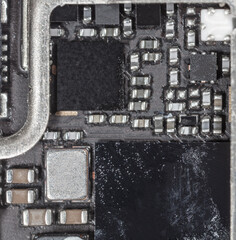 Details and microcircuits on the board as a background.