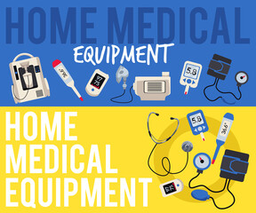 Home medical equipment banners or flyers templates flat vector illustration.