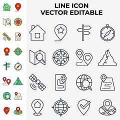 Map location and navigation set icon symbol template for graphic and web design collection logo vector illustration