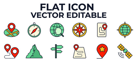 Map location and navigation set icon symbol template for graphic and web design collection logo vector illustration