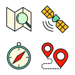 Map location and navigation set icon symbol template for graphic and web design collection logo vector illustration