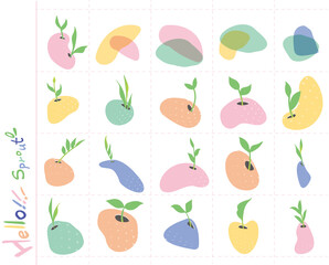 element of abstract vase and sprout